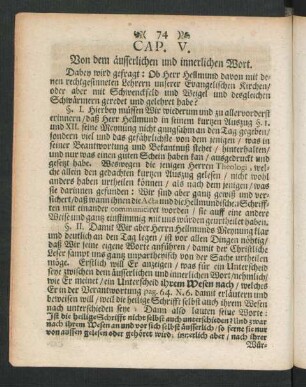 Cap. V. Von dem äusserlichen und innerlichen Wort