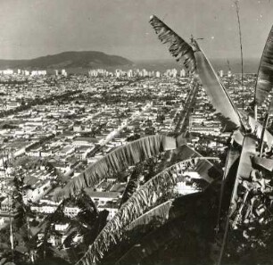 Santos, Brasilien. Blick vom Monte Serrat über die Stadt nach Süden