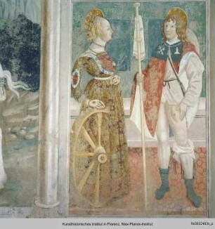 Der heilige Nazarius zu Pferde mit der heiligen Katharina und dem heiligen Rochus : Die Heilige Katharina und der Heilige Rochus
