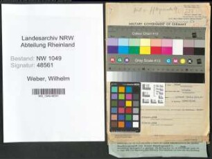 Entnazifizierung Wilhelm Weber , geb. 26.01.1892 (Krankenpfleger)