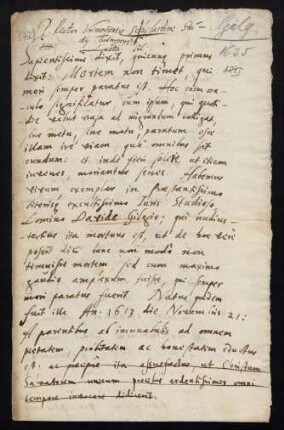 Todesanzeige des stud. iur. David Gilgius, 1635.