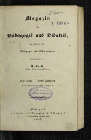 8: Magazin für Pädagogik und Didaktik - 8.1843