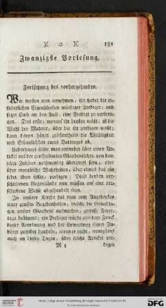Zwanzigste Vorlesung: Fortsetzung des vorhergehenden