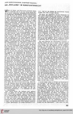 N.F. 11.1931: Die "Reklame" im Kunstunterricht