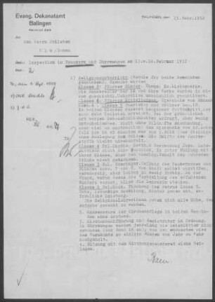 Frommern und Dürrwangen: Inspektionsbericht 1952