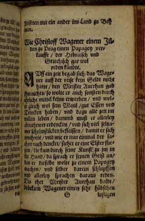 Wie Christoff Wagener einem Juden zu Prag einen Papagoy verkaufft