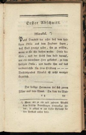 Erster Abschnitt. Mirakel.