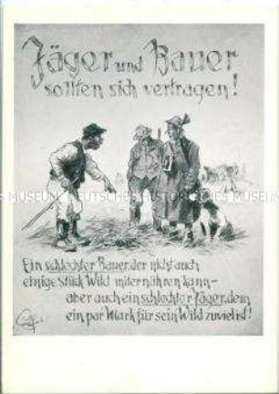 Kritische Zeichnung zum Thema Landwirtschaft und Jagd