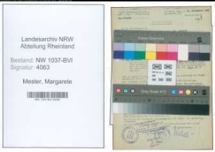 Entnazifizierung Margarete Mester , geb. 18.04.1911 (Musiklehrerin)