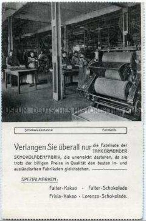 Werbung der Tangermünder Schokoladenfabrik