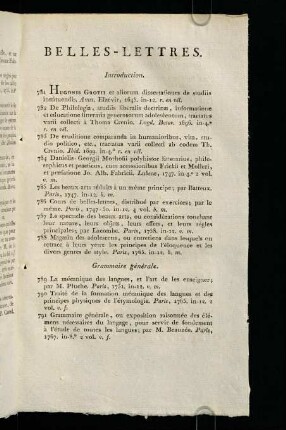 61-150, Belles-Lettres.