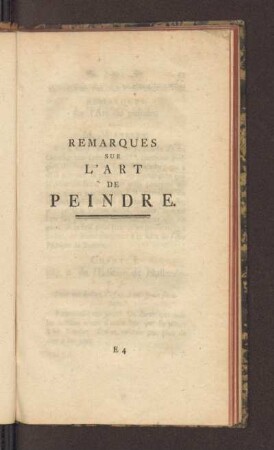 Remarques Sur L'Art De Peindre