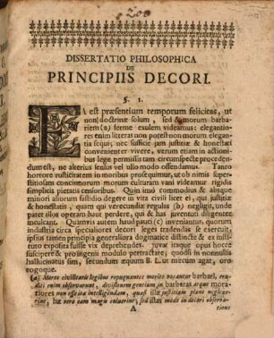 Diss. mor. de principiis decori
