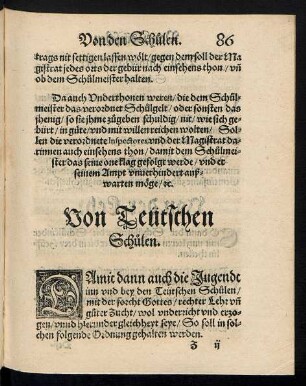 Von Teütschen Schulen.