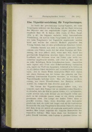 Eine Vignettirvorrichtung für Vergrösserung