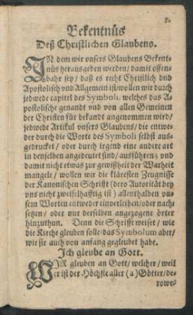 Bekentnüs Deß Christlichen Glaubens.