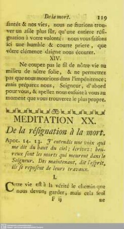Meditation XX. De la résignation à la mort