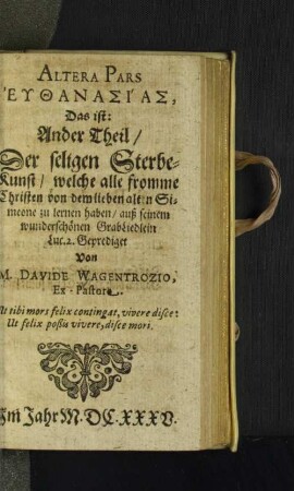 Ander Theil/ Der seligen Sterbe-Kunst/ [...]