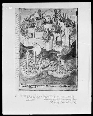 Guido de Columna, Historia Troiana — Verbrennung Trojas, Folio 176recto