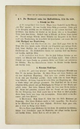 § 2. Die Nordmark unter den Ballenstädtern, 1134 bis 1320