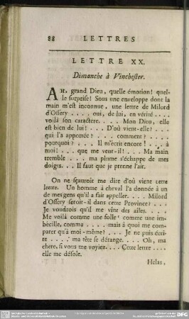 Lettre XX. Dimanche à Vinchester