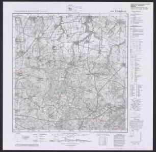 Messtischblatt 1588 = [337] : Kreuzburg in Ostpreußen, 1940 : Messtischblatt 1588 = [337] : Kreuzburg (in Ostpr.). - Aufn. 1910, hrsg. 1912, bericht. 1922, letzte Nachtr. 1939, Ausg. 1940. - 1:25 000. - [Berlin] : Reichsamt für Landesaufnahme , 1940. - 1 Kt. : einfarb. - Auch als Nachdr. ersch. - Mit Höhenlinien u. Höhenang. - Mit Blattübersicht. - Mit UMT-Gitter. - Mit politschen Grenzen