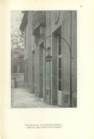 Wohnhaus Victoriastrasse 7. Detail der Gartenfassade