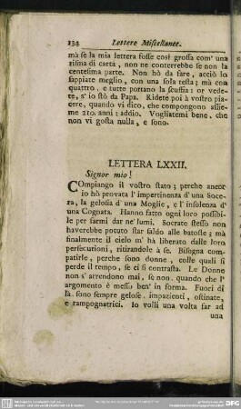 Lettera LXXII. Signor mio!