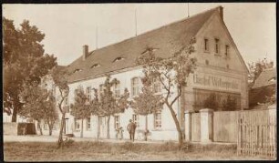 Liebschützberg-Wellerswalde, Gasthof Wellerswalde : Verso bestempelt Emil Richter Oschatz, Sammler historischer Postkarten