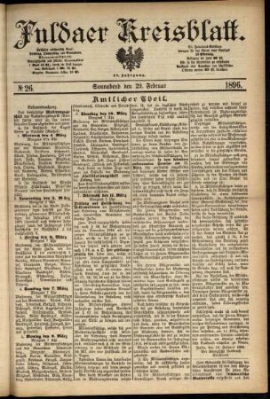 Erste Ausgabe vom Samstag, den 29. Februar 1896.