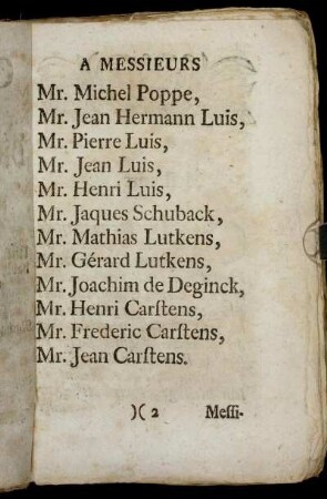 A Messieurs Mr. Michel Poppe, Mr. Jean Hermann Luis, Mr. Pierre Luis [...]