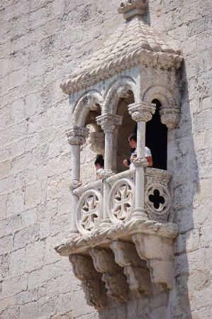 Lissabon, Erker an der Festung Belem, Torre de Belem wurde 1515 zum Schutz der Hafeneinfahrt erbaut