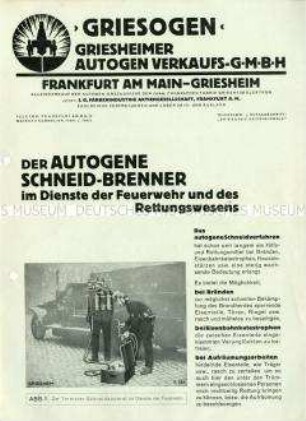 Autogener Schneidbrenner im Dienste der Feuerwehr