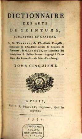 Dictionnaire Des Arts De Peinture, Sculpture et Gravure, 5