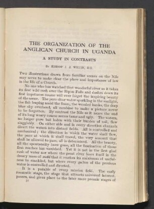 The organization of the anglican church in Uganda