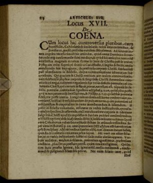 Locus XVII. De Coena