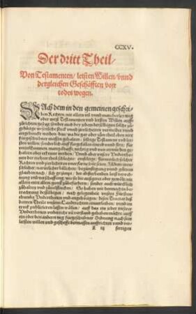 Von Testamenten/ letsten Willen/ unnd dergleichen Geschäfften von todes wegen.