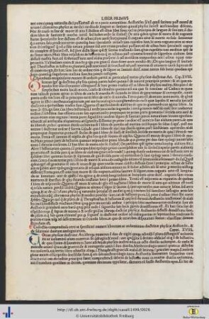 Cap. XVIII Compendiosa recapitulatio numeri et ordinis partium ac particularum totius physicae Artistotiles