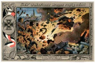 Der Weltkrieg 1914: Nr. 114: Wirkung eines Kruppschen 42-cm-Geschosses in einem Fort b. Antwerpen; farbig