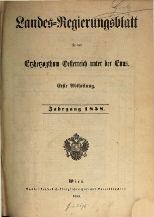 Landes-Regierungsblatt für das Erzherzogthum Oesterreich unter der Enns. 1858