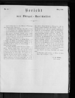 Nr. 13 Bericht des Bürgerausschusses März 1860