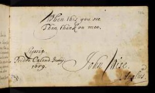 Wise, John. Leipzig, 31.5.1689.