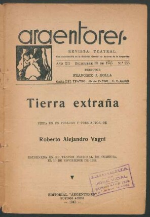 1945025500: Tierra extraña : pieza en un prólogo y tres actos
