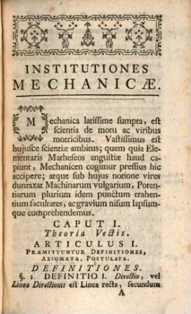 Institutionum Mathematicarum Opusculum ..., 3. Mechanica