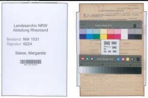 Entnazifizierung Margarete Sasse , geb. 28.12.1893 ()
