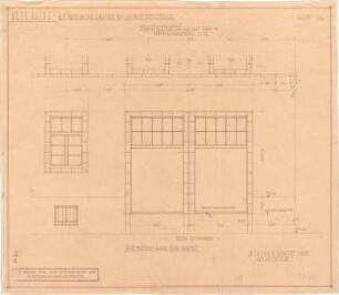Fischer, Theodor; München, Alte Heide; Wohnanlage "Alte Heide" - Schaufenster u. Kellerfenster (Ansichten, Details)