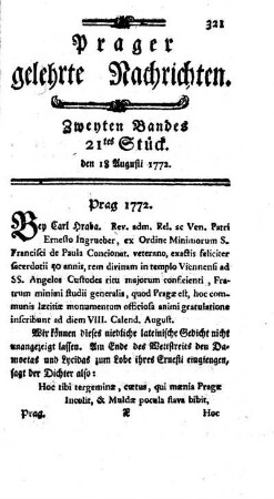 Zweyten Bandes 21tes Stück. den 18 Augusti 1772.