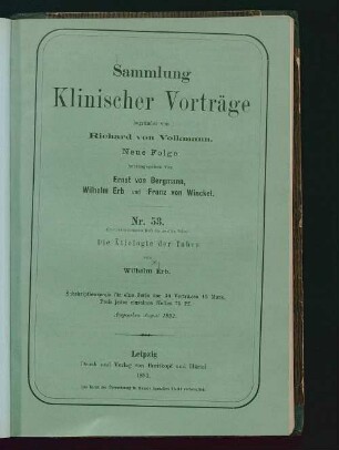 Die Ätiologie der Tabes