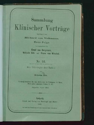 Die Ätiologie der Tabes