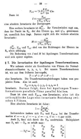 § 7. Die Invarianten der äquilongen Transformationen.